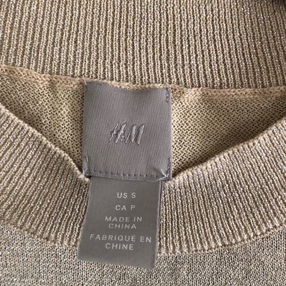 H&M 1950s Vintage Gold Metallic Sparkly  Crew Neck Pullover Size S - Picture 2 of 5